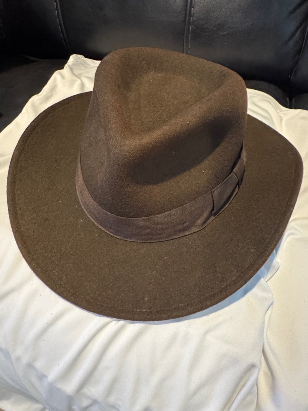 Indiana Jones Classic Brown 100% Wool Fedora Hat for Men Size Large